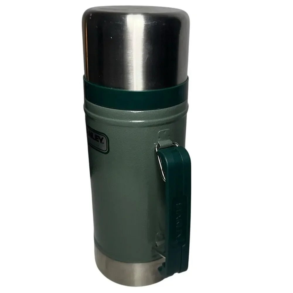 Stanley Insulated Green & Silver 24 oz Hot Cold Thermos Vacuum Food Jar